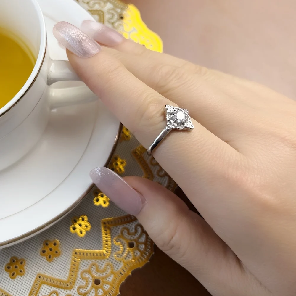 Ring Royalty White,Europe Style Fine Jewerly For Women,2022 Summer Brand New Magical Boho Gift In 925 Sterling Silver