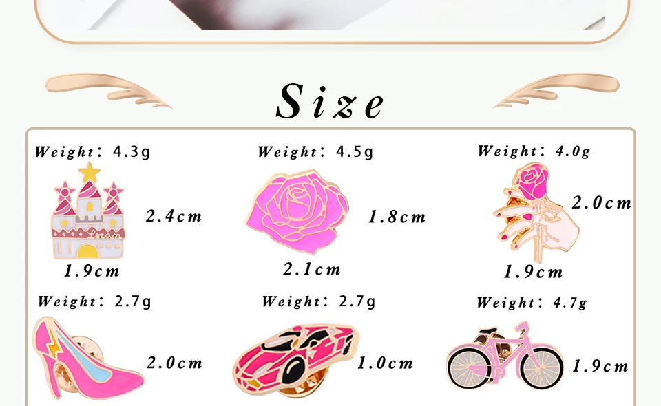 Women Pink Rose Enamel Pins Brooches Champagne Wine Glass Cigarette Vintage Record Player Cute Bike Badges Jewelry for Girl Kids