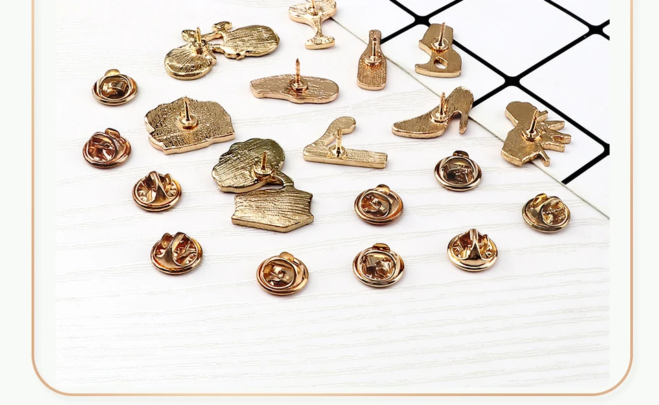 Women Pink Rose Enamel Pins Brooches Champagne Wine Glass Cigarette Vintage Record Player Cute Bike Badges Jewelry for Girl Kids