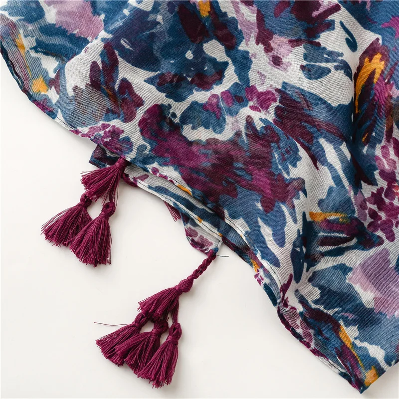 2025 Fashion Paisley Abstract Floral Tassel Viscose Shawl Scarf Lady High Quality Wrap Thin Pashmina Stole Muslim Hijab 180*90Cm