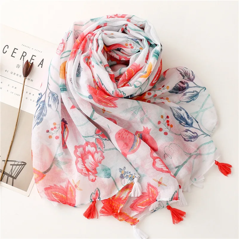 2025 Fashion Paisley Abstract Floral Tassel Viscose Shawl Scarf Lady High Quality Wrap Thin Pashmina Stole Muslim Hijab 180*90Cm