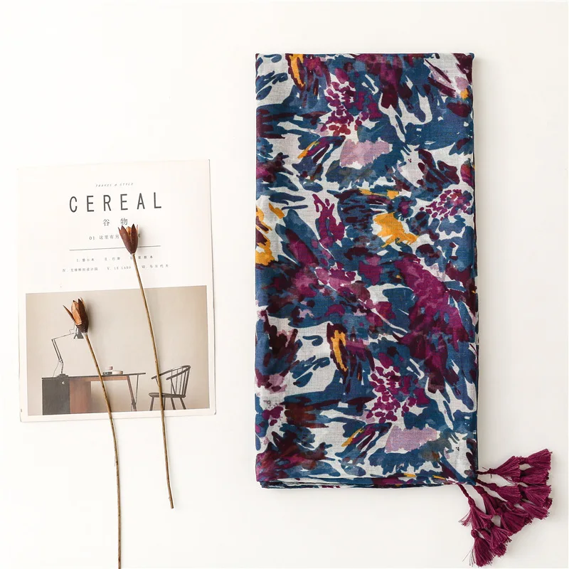 2025 Fashion Paisley Abstract Floral Tassel Viscose Shawl Scarf Lady High Quality Wrap Thin Pashmina Stole Muslim Hijab 180*90Cm