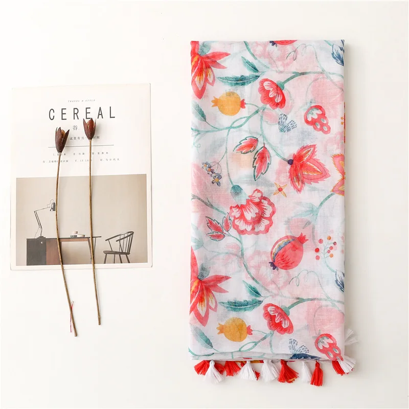 2025 Fashion Paisley Abstract Floral Tassel Viscose Shawl Scarf Lady High Quality Wrap Thin Pashmina Stole Muslim Hijab 180*90Cm