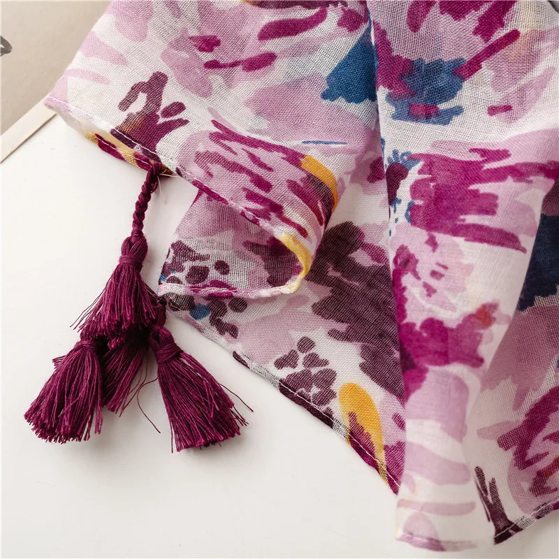 2025 Fashion Paisley Abstract Floral Tassel Viscose Shawl Scarf Lady High Quality Wrap Thin Pashmina Stole Muslim Hijab 180*90Cm