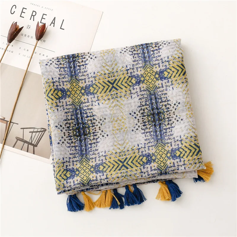 2025 Fashion Paisley Abstract Floral Tassel Viscose Shawl Scarf Lady High Quality Wrap Thin Pashmina Stole Muslim Hijab 180*90Cm