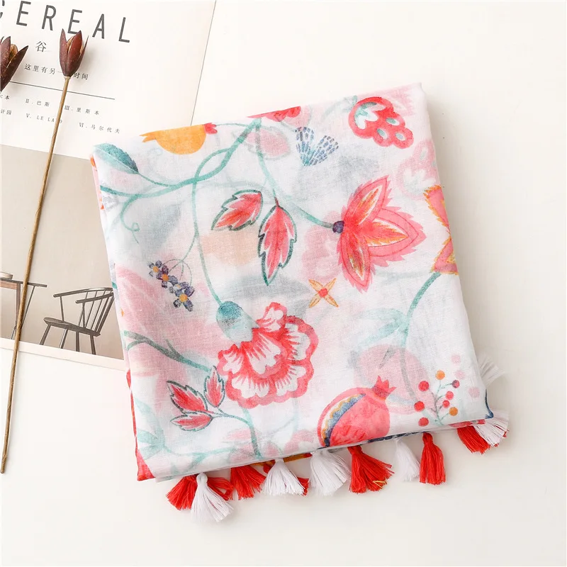 2025 Fashion Paisley Abstract Floral Tassel Viscose Shawl Scarf Lady High Quality Wrap Thin Pashmina Stole Muslim Hijab 180*90Cm