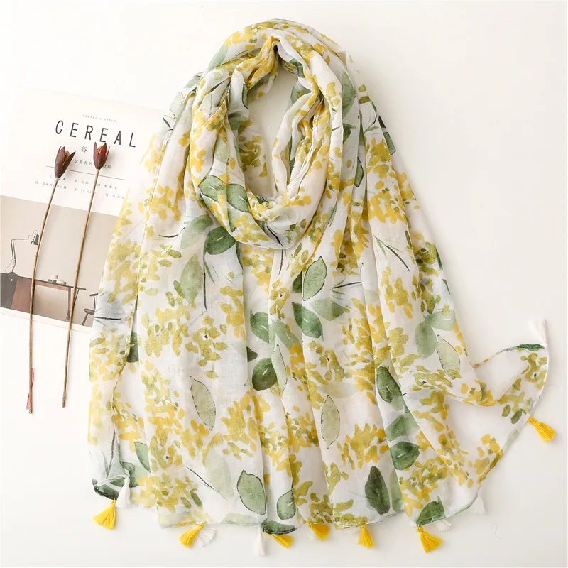 2025 Fashion Paisley Abstract Floral Tassel Viscose Shawl Scarf Lady High Quality Wrap Thin Pashmina Stole Muslim Hijab 180*90Cm