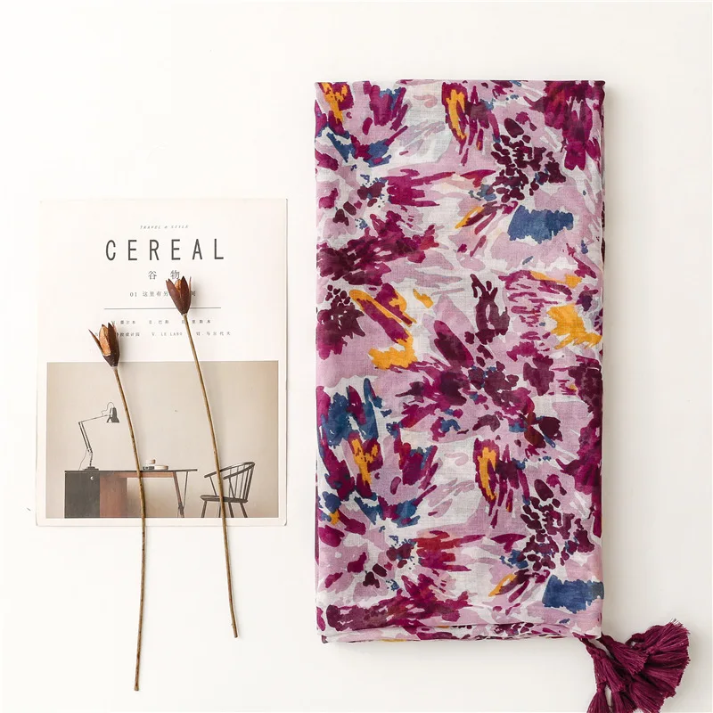 2025 Fashion Paisley Abstract Floral Tassel Viscose Shawl Scarf Lady High Quality Wrap Thin Pashmina Stole Muslim Hijab 180*90Cm