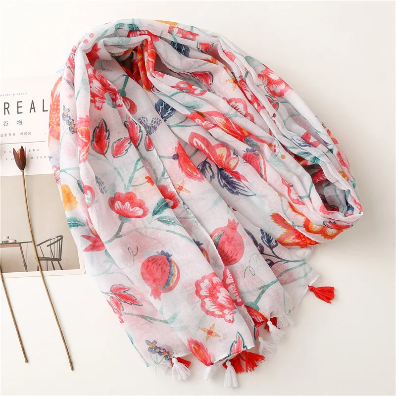 2025 Fashion Paisley Abstract Floral Tassel Viscose Shawl Scarf Lady High Quality Wrap Thin Pashmina Stole Muslim Hijab 180*90Cm