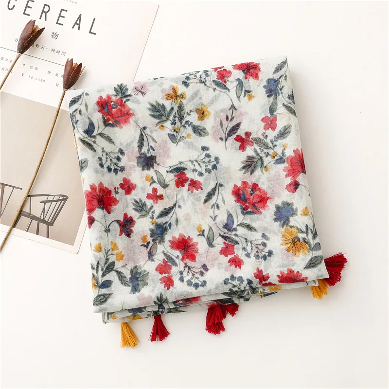 2025 Fashion Paisley Abstract Floral Tassel Viscose Shawl Scarf Lady High Quality Wrap Thin Pashmina Stole Muslim Hijab 180*90Cm