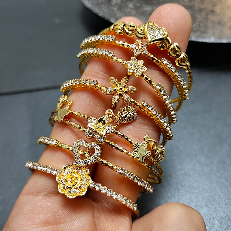 20 Styles Dubai Gold Color Baby Bangles For Kids Baby Promotion Sale Child Birthday Gifts Children'S Bracelets