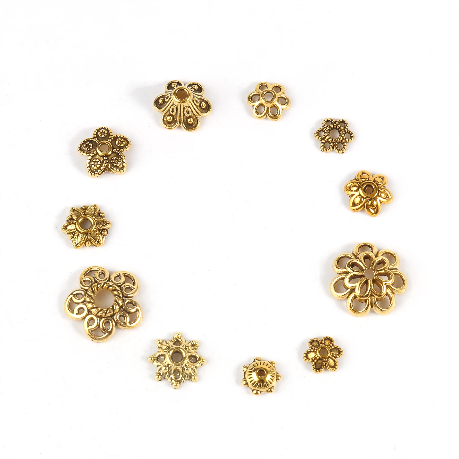 Metal Gold Color Hollow Flower Bead Caps Star Filigree Loose Spacer Caps for Earrings Bracelet Diy Jewelry Making Supplies