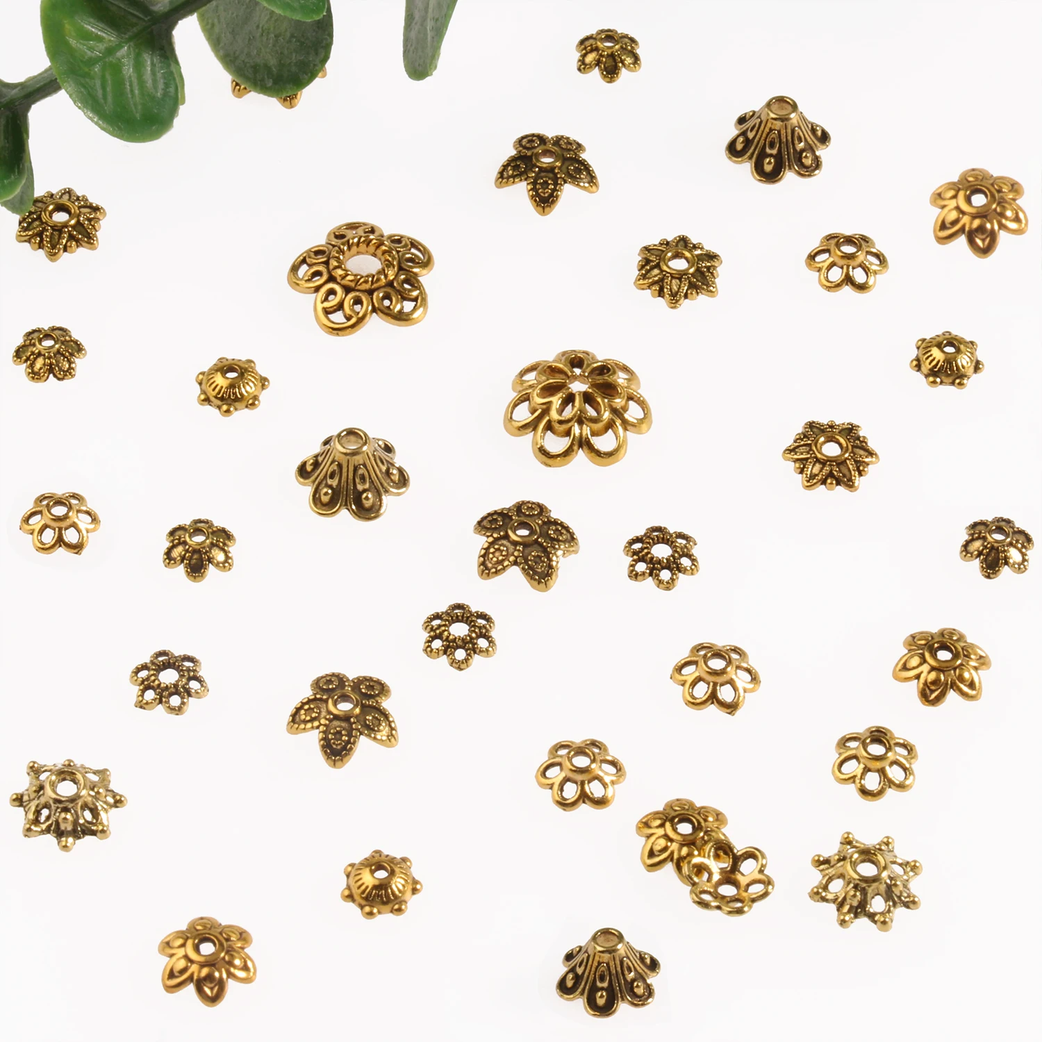 Metal Gold Color Hollow Flower Bead Caps Star Filigree Loose Spacer Caps for Earrings Bracelet Diy Jewelry Making Supplies