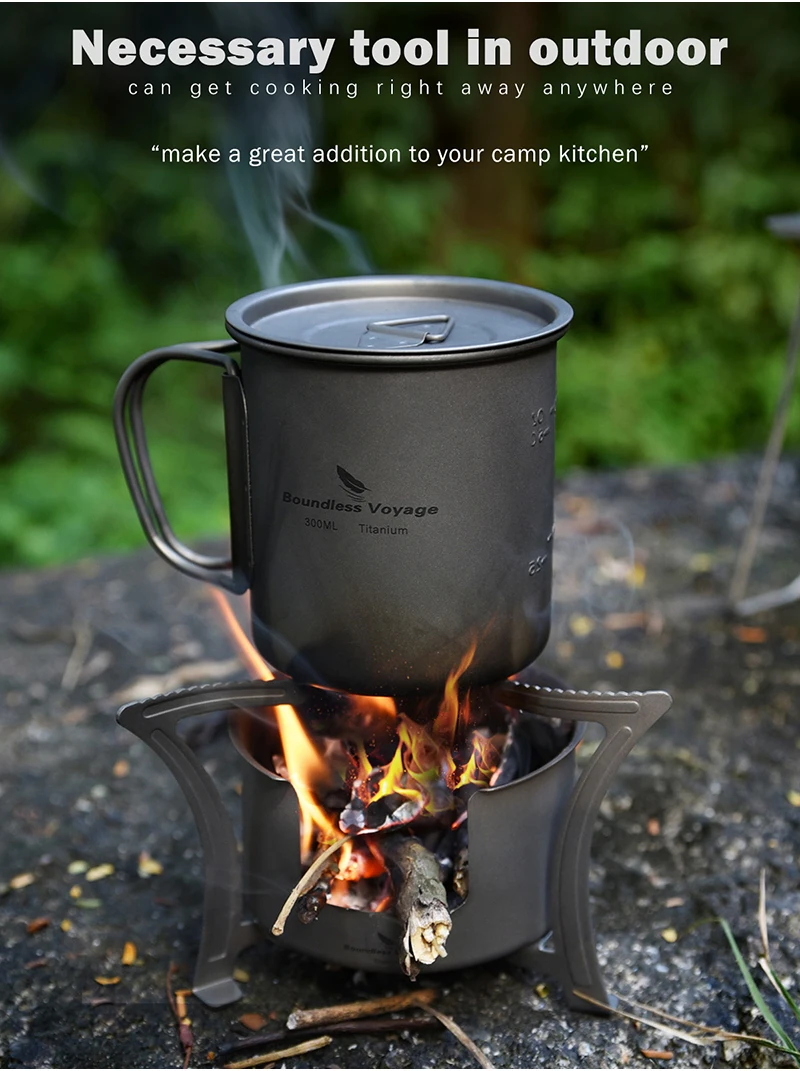 Boundless Voyage Camping Alcohol Stove Ultralight Titanium Wood Burning Stove Outdoor Multi-Fuels Mini Stove Ti2011C-13C