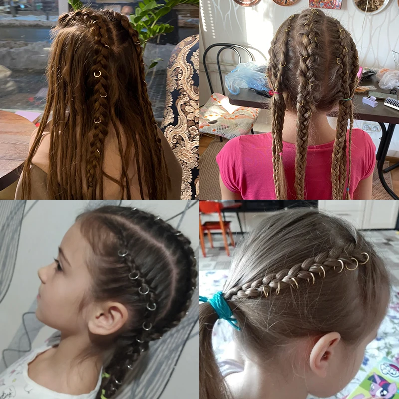 10mm 50Pcs Gold Silver Mix Color Hair Rings Dreadlock Beads Cuffs Opening Rings For Hair Accessories Styling Braider For Kids