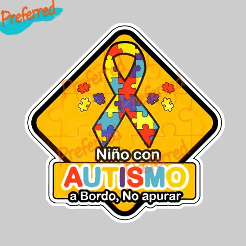 Spanish Letrero Auto Autismo Child on The Boat Baby in The Car Decal Laptop Helmet Trunk Wall Vinyl Car Sticker