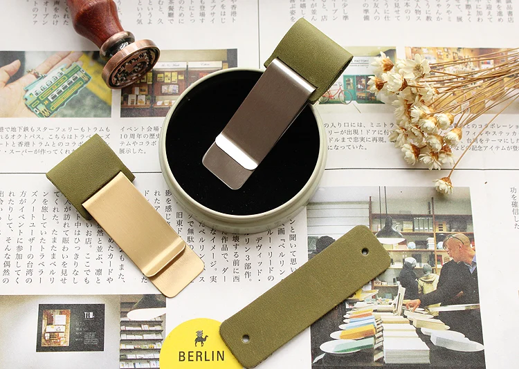 Fromthenon Vintage Pen Holder Clip For Travelers Notebook Mini Retro Notebook Diary Olive Green Leather Planner