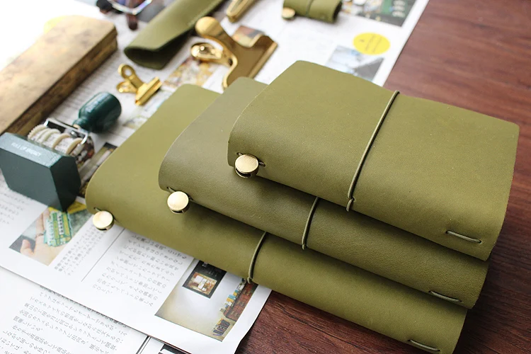Fromthenon Vintage Pen Holder Clip For Travelers Notebook Mini Retro Notebook Diary Olive Green Leather Planner