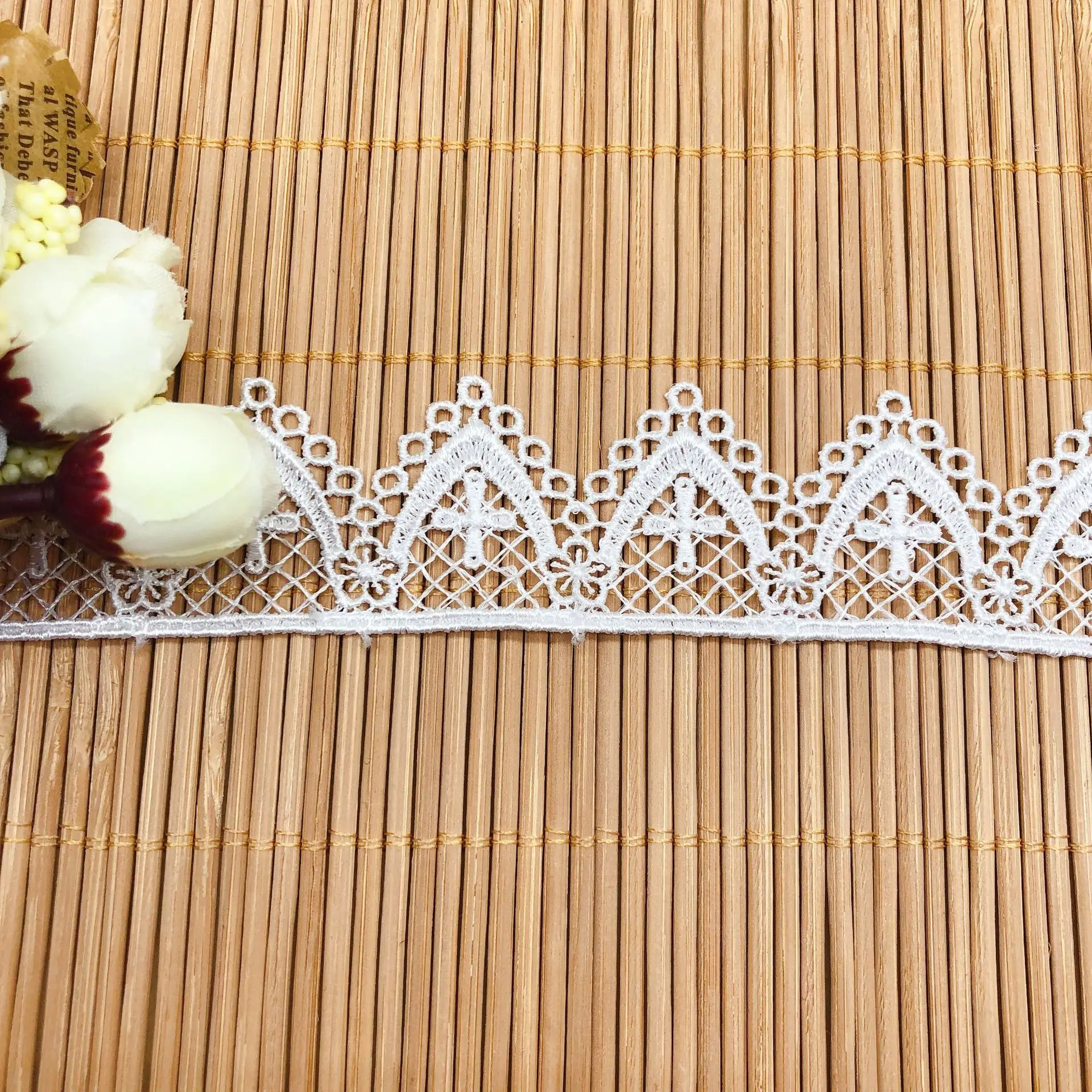 Unilateral Flower Cross Lolita Skirt Wedding Accessories Embroidered Lace Fabric Sewing Garment DIY Crafts Sewing Ribbons