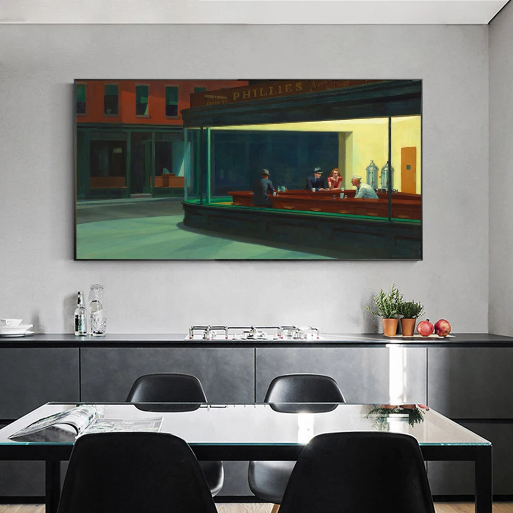 Nighthawks by Edward Hopper Famous Paintings On the Wall Art Posters And Prints Canvas Pictures Wall Decor for Living Room Decor