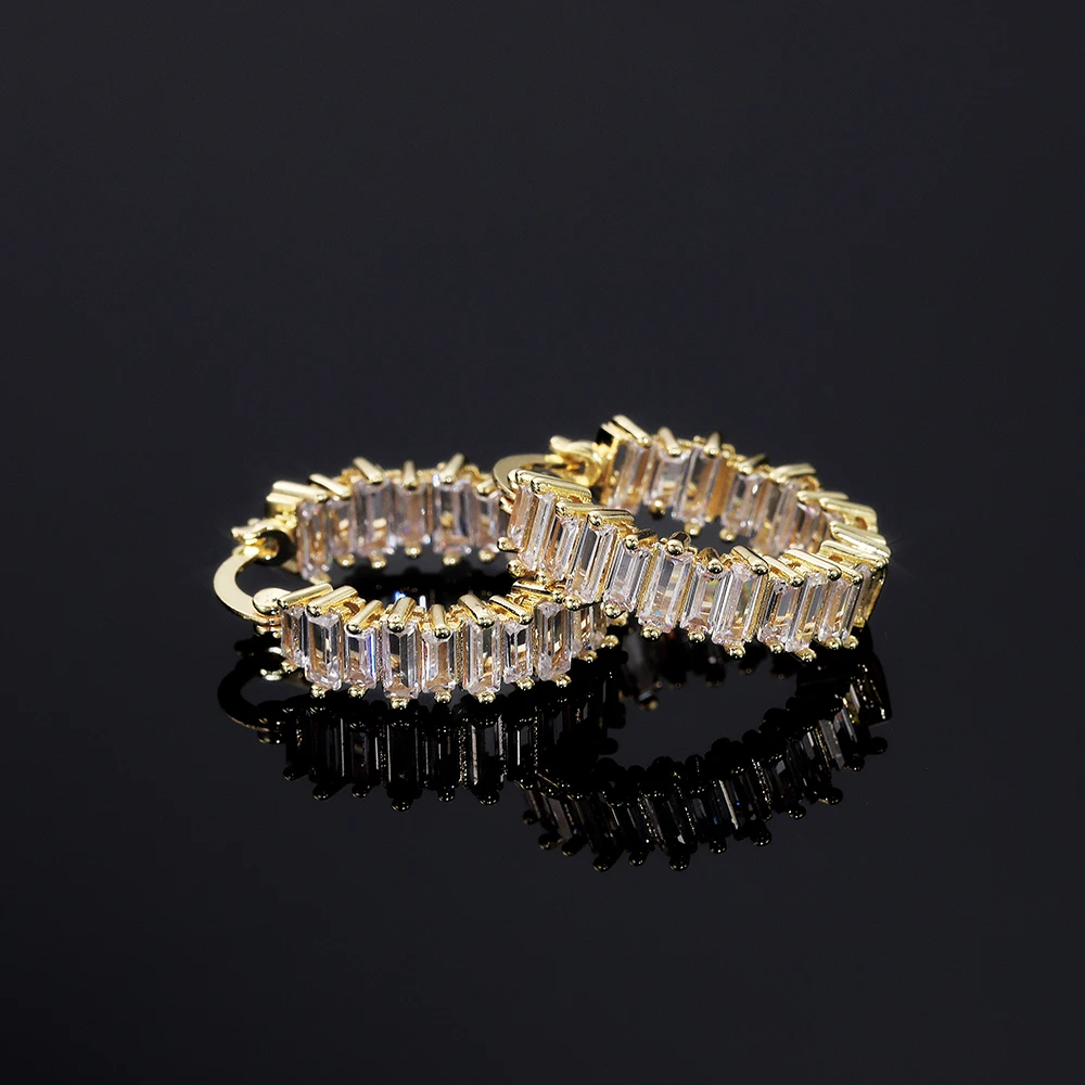 Huitan High-quality Silver Color/Gold Color Earrings Women Wedding Party Hoop Earring Versatile Luxury Cubic Zirconia Jewelry