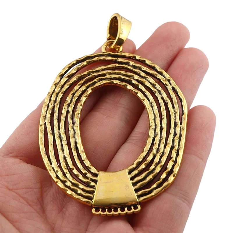1 x Large Open Boho Bohemia Irregular Connector Matt Gold Color Charms Pendants for Necklace Jewelry Making Accessories