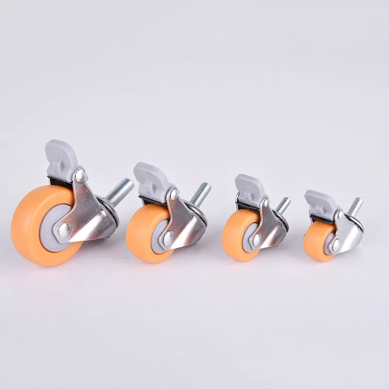 1pc 1/1.25/1.5/2 Inch Furniture Casters Wheels Orange Swivel Castor Trolley Rubber MPA Castors