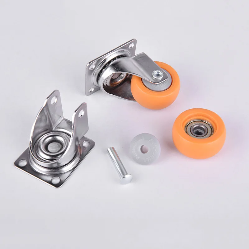 1pc 1/1.25/1.5/2 Inch Furniture Casters Wheels Orange Swivel Castor Trolley Rubber MPA Castors