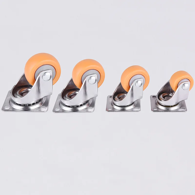 1pc 1/1.25/1.5/2 Inch Furniture Casters Wheels Orange Swivel Castor Trolley Rubber MPA Castors