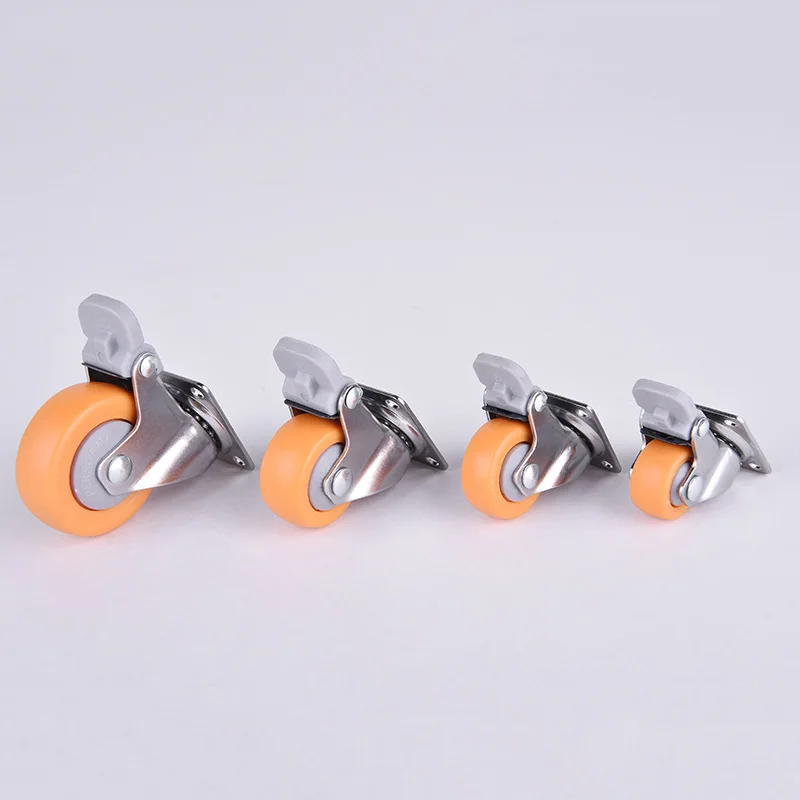 1pc 1/1.25/1.5/2 Inch Furniture Casters Wheels Orange Swivel Castor Trolley Rubber MPA Castors