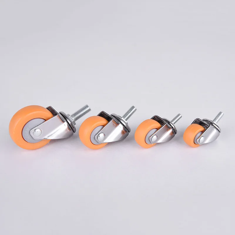 1pc 1/1.25/1.5/2 Inch Furniture Casters Wheels Orange Swivel Castor Trolley Rubber MPA Castors