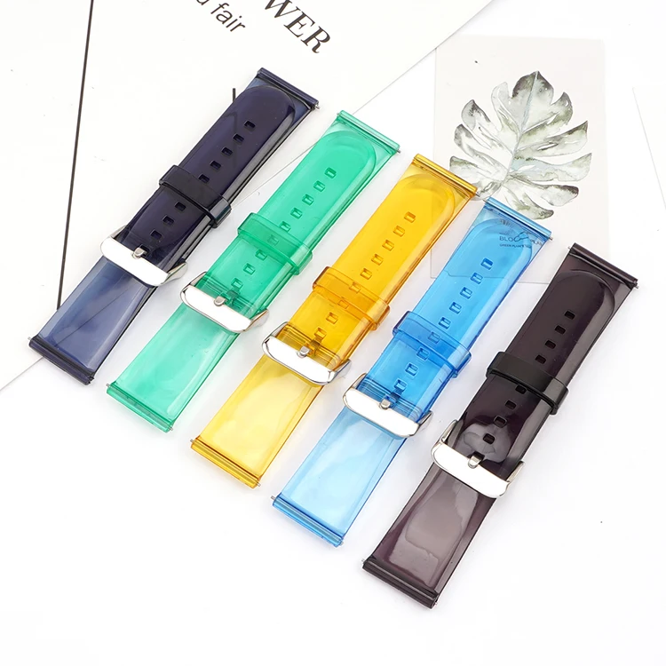 20mm 22mm Transparent PVC Strap Colorful Men Women Replacement Band for Samsung Active2 40mm 44mm Huawei Watch GT 2 Amazfit GTS