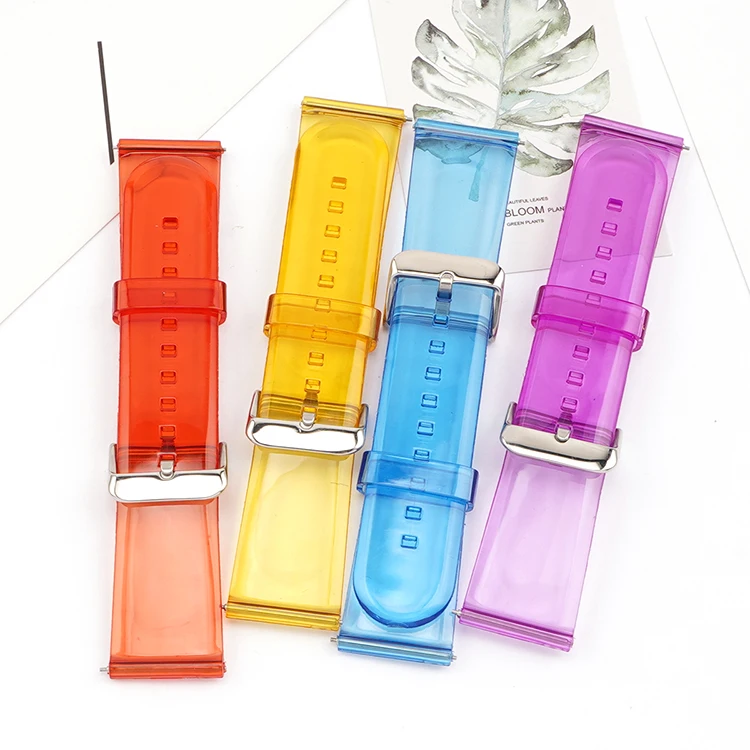 20mm 22mm Transparent PVC Strap Colorful Men Women Replacement Band for Samsung Active2 40mm 44mm Huawei Watch GT 2 Amazfit GTS