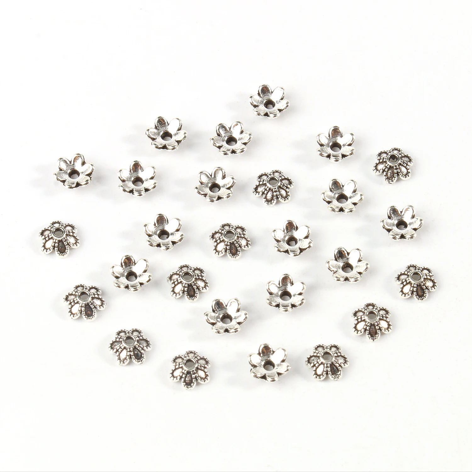 6x2mm Beads Cap Antique Gold Tibetan Silver Color Flower Bead End Caps for Jewelry Making Supplies DIY Bracelet Accessories
