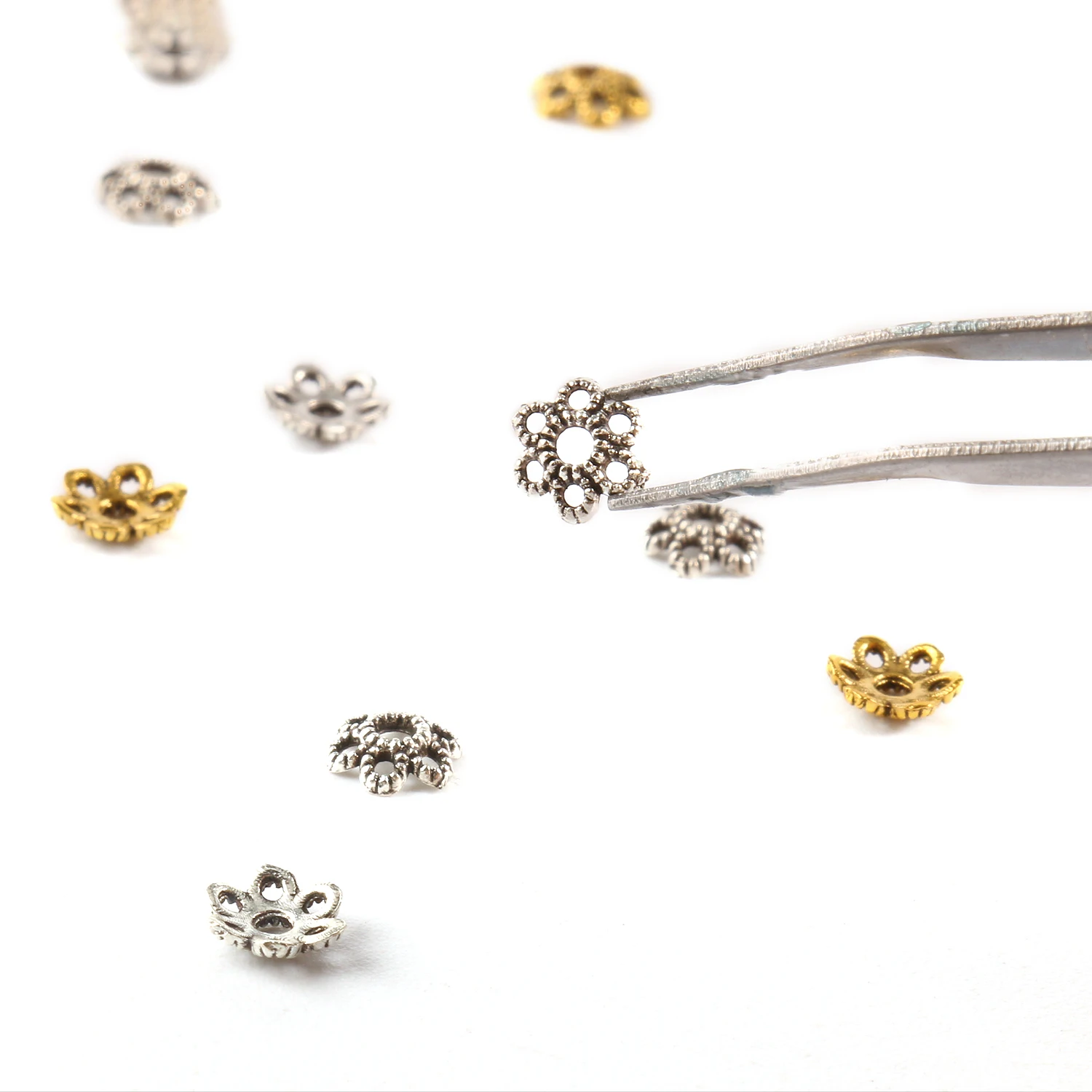 6x2mm Beads Cap Antique Gold Tibetan Silver Color Flower Bead End Caps for Jewelry Making Supplies DIY Bracelet Accessories