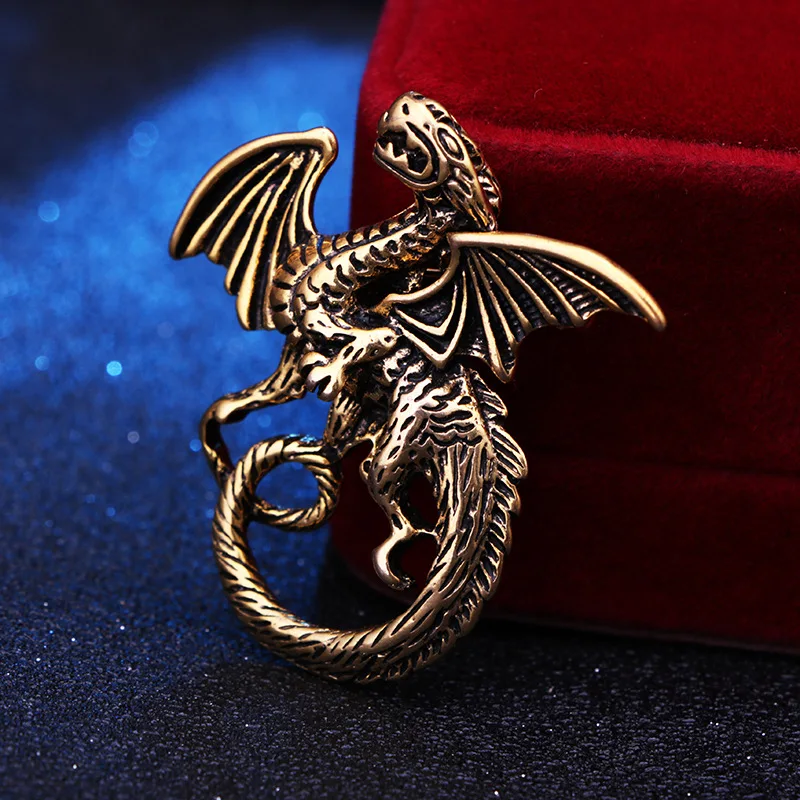 New Vintage Wing Dragon Brooch Pin Metal Animal Collar Pins Casual Party Brooches Gifts for Women and Men Jewelry Accessories