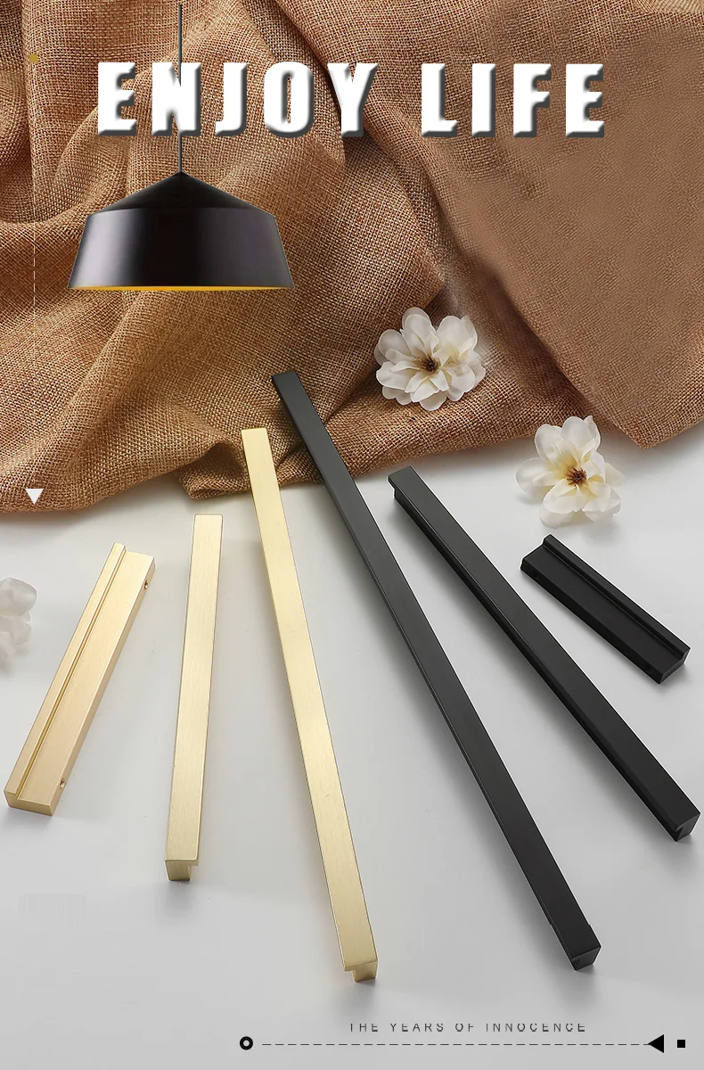 AOBITE Gold Wardrobe Dressers Cabinet Handles 500mm Aluminum Kitchen Cupboard Pulls Drawer Knobs Long Furniture Handle Hardware
