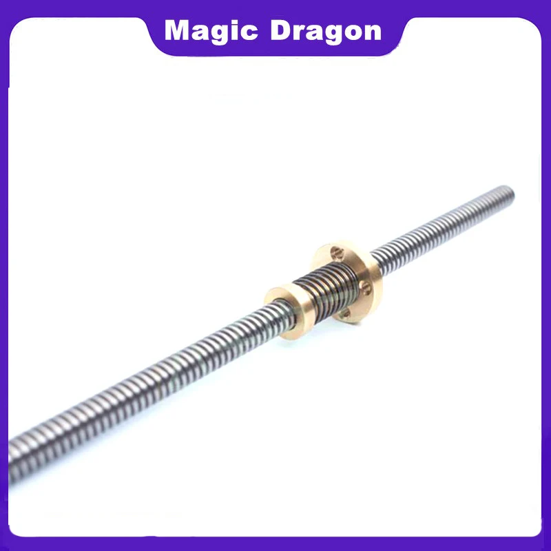 1PCS Clearance Elimination Nut + 1PCS T8 8mm T-type Stepper Motor Trapezoidal Lead Screw L=100 200 300 600mm For 3D Printer CNC
