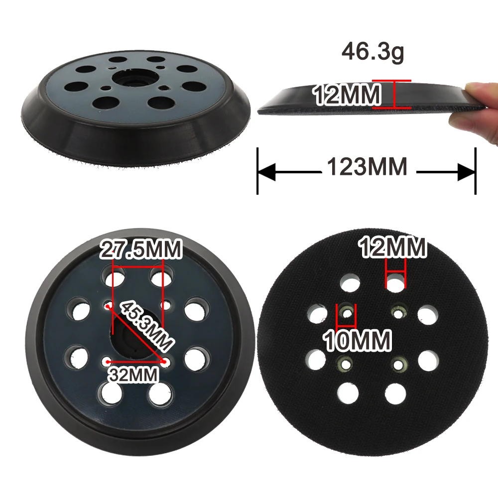 5 Inch 8 Holes Replacement Sanding Pads 5" Universal Hook and Loop Sander Pad Orbital Backing Plates for Ryobi 030157001018