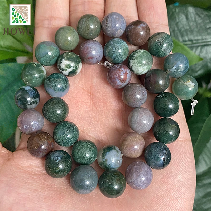 4/6/8/10/12/14mm Natural Stone Beads Green Indian Agates Round Loose Beads 15" Inch for Diy Jewelry Making Bracelet Accessories