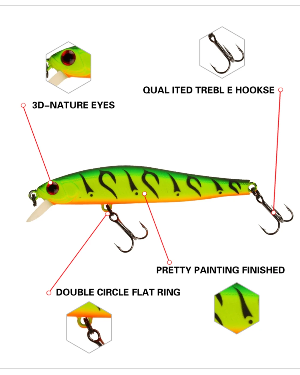 7cm 5.5g Fishing Lure Minnow Wobbler Sinking Trolling Jerkbait Swimbait Artificial Hard Bait Stream Fishing Trout Bait Bass Bait