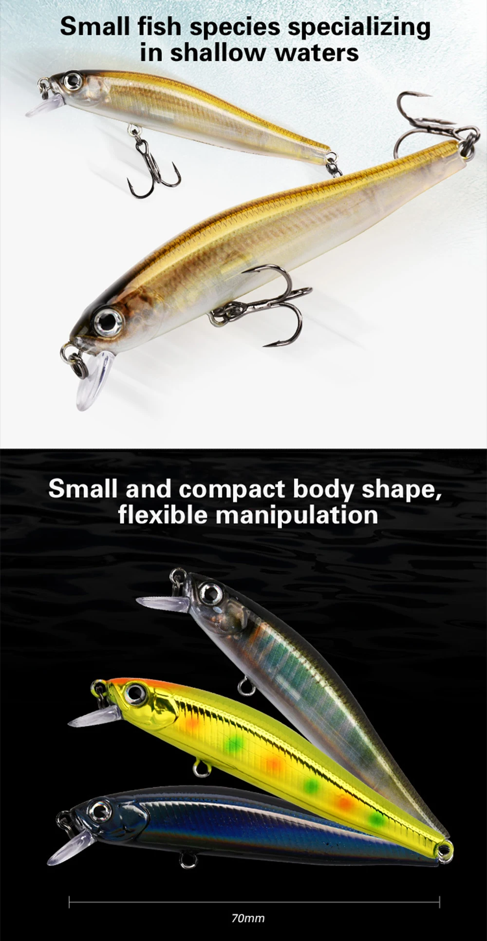 7cm 5.5g Fishing Lure Minnow Wobbler Sinking Trolling Jerkbait Swimbait Artificial Hard Bait Stream Fishing Trout Bait Bass Bait