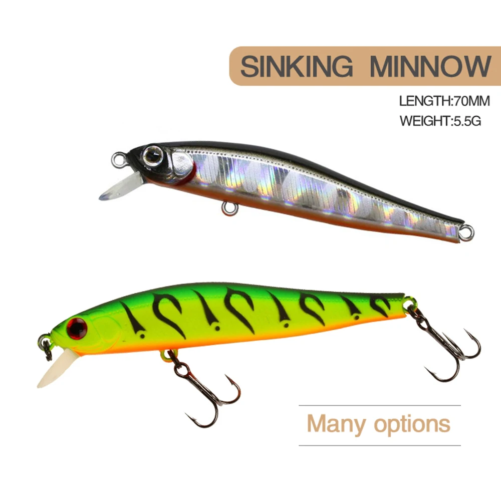 7cm 5.5g Fishing Lure Minnow Wobbler Sinking Trolling Jerkbait Swimbait Artificial Hard Bait Stream Fishing Trout Bait Bass Bait
