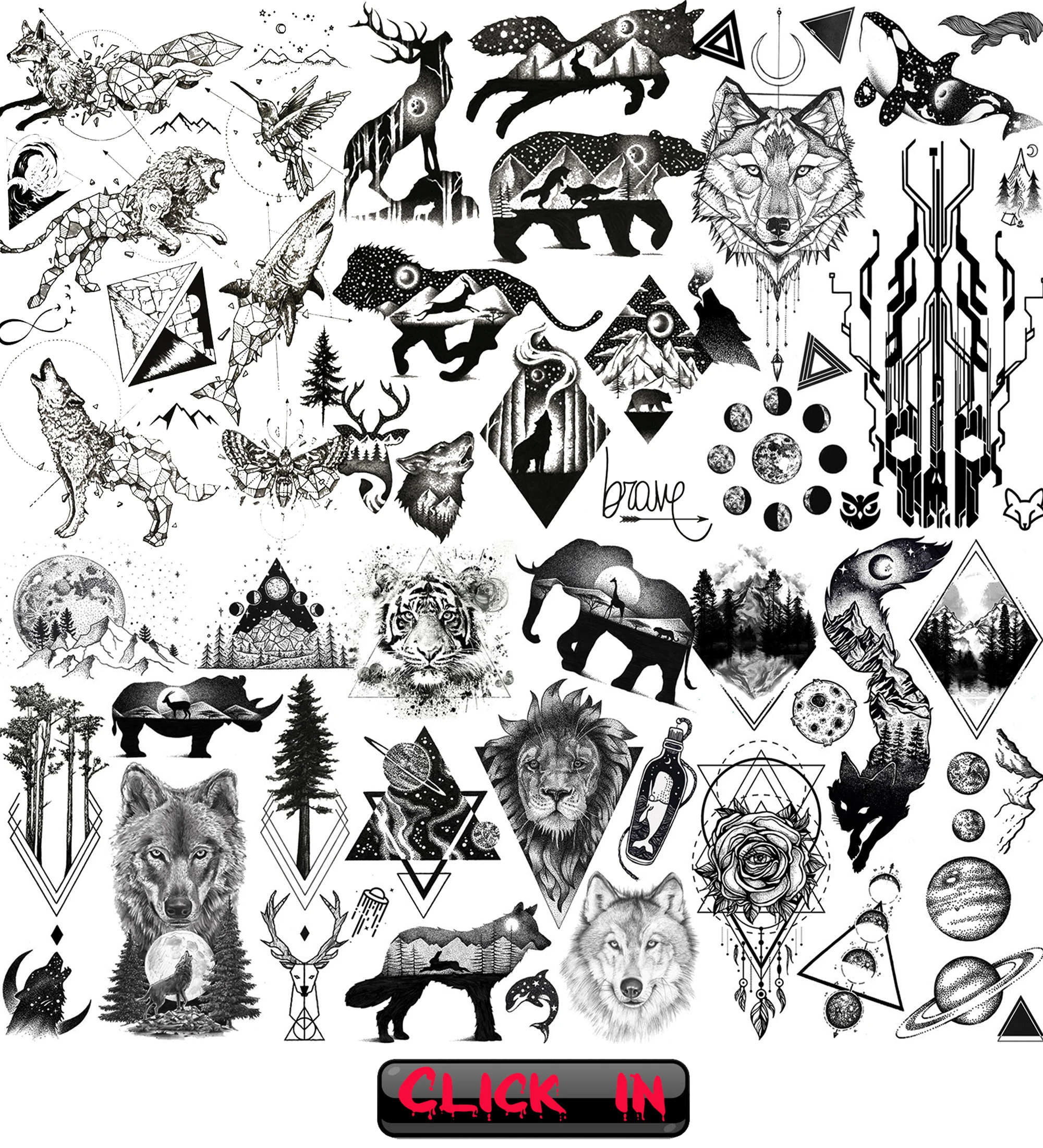 Anchor Pirate Skull Temporary Tattoos For Women Adult Men Kids Boy Astronaut Ship Seahorse Fake Tattoo Neck Arm Hand Small Tatoo