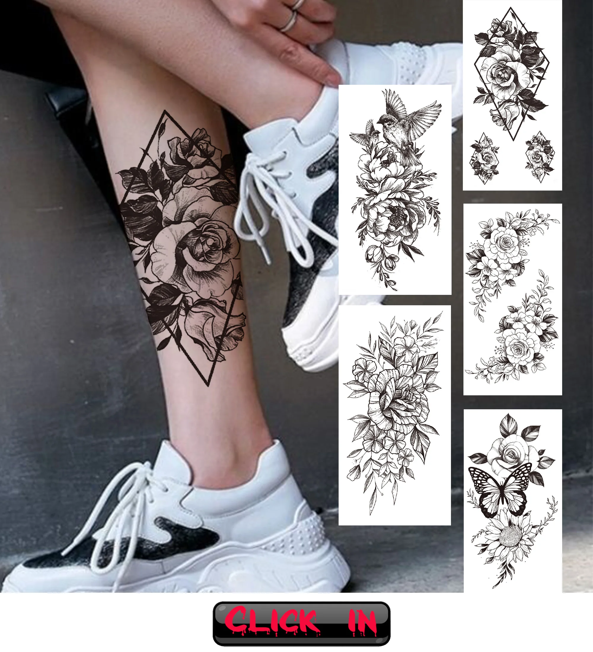 Anchor Pirate Skull Temporary Tattoos For Women Adult Men Kids Boy Astronaut Ship Seahorse Fake Tattoo Neck Arm Hand Small Tatoo