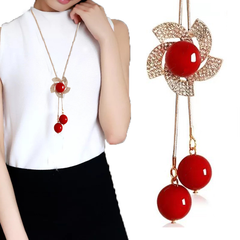 Crystal Moon Flower Long Necklaces for Women Jewelry 2026 Fashion Tassel Silver Color Necklaces & Pendants Sweater Chain Collier