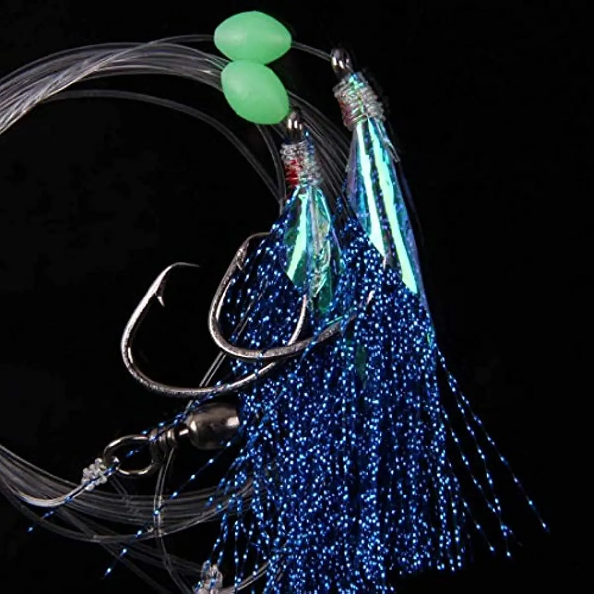 5packs Fishing Bait Rig Saltwater Flounder Rigs with Mono Leader for Flounder Sea Bass Halibut Black Pompano Bottom Fishing Rigs