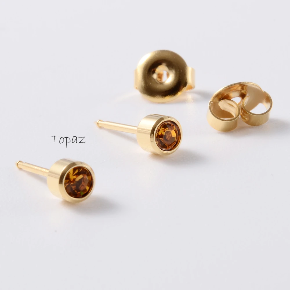 1Pair Fashion Surgical Steel Sterile Ear Piercing 24K Gold Plated Nickel-free Ear Cartilage Tragus Studs Earring Puncture Jewery