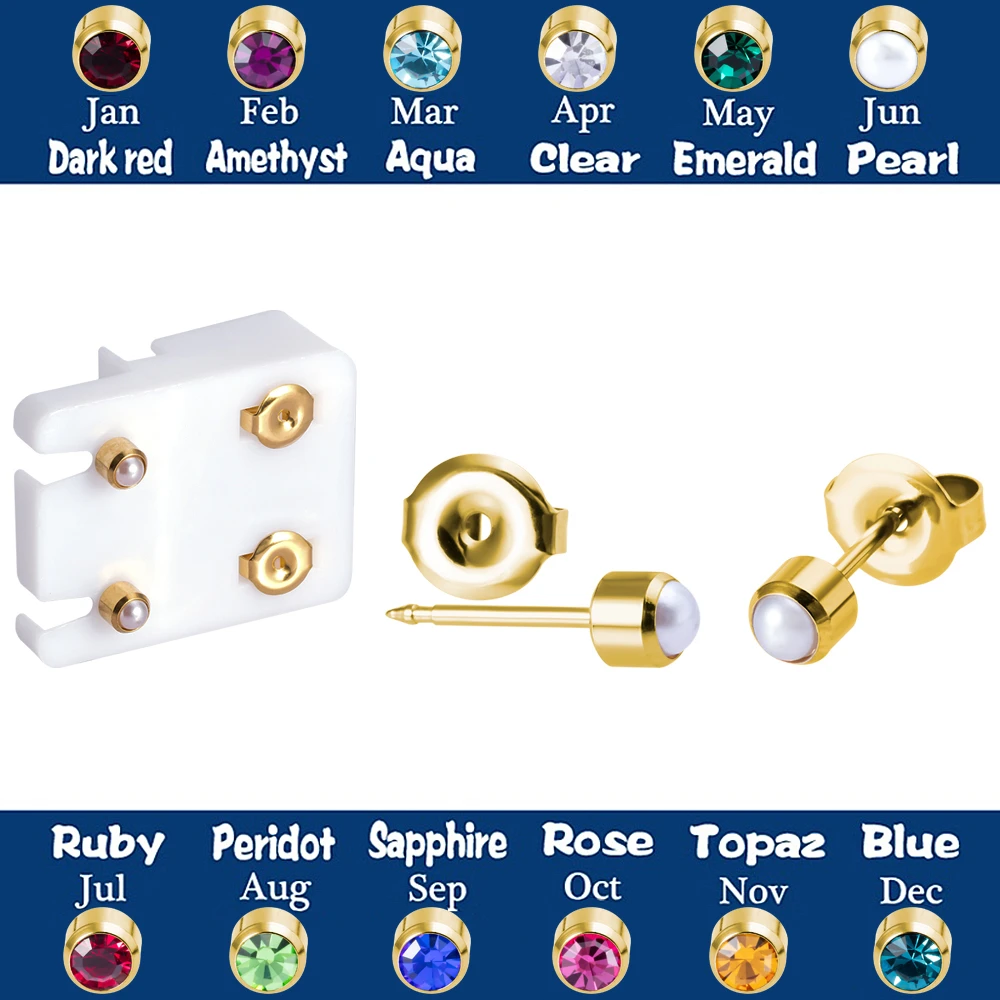 1Pair Fashion Surgical Steel Sterile Ear Piercing 24K Gold Plated Nickel-free Ear Cartilage Tragus Studs Earring Puncture Jewery