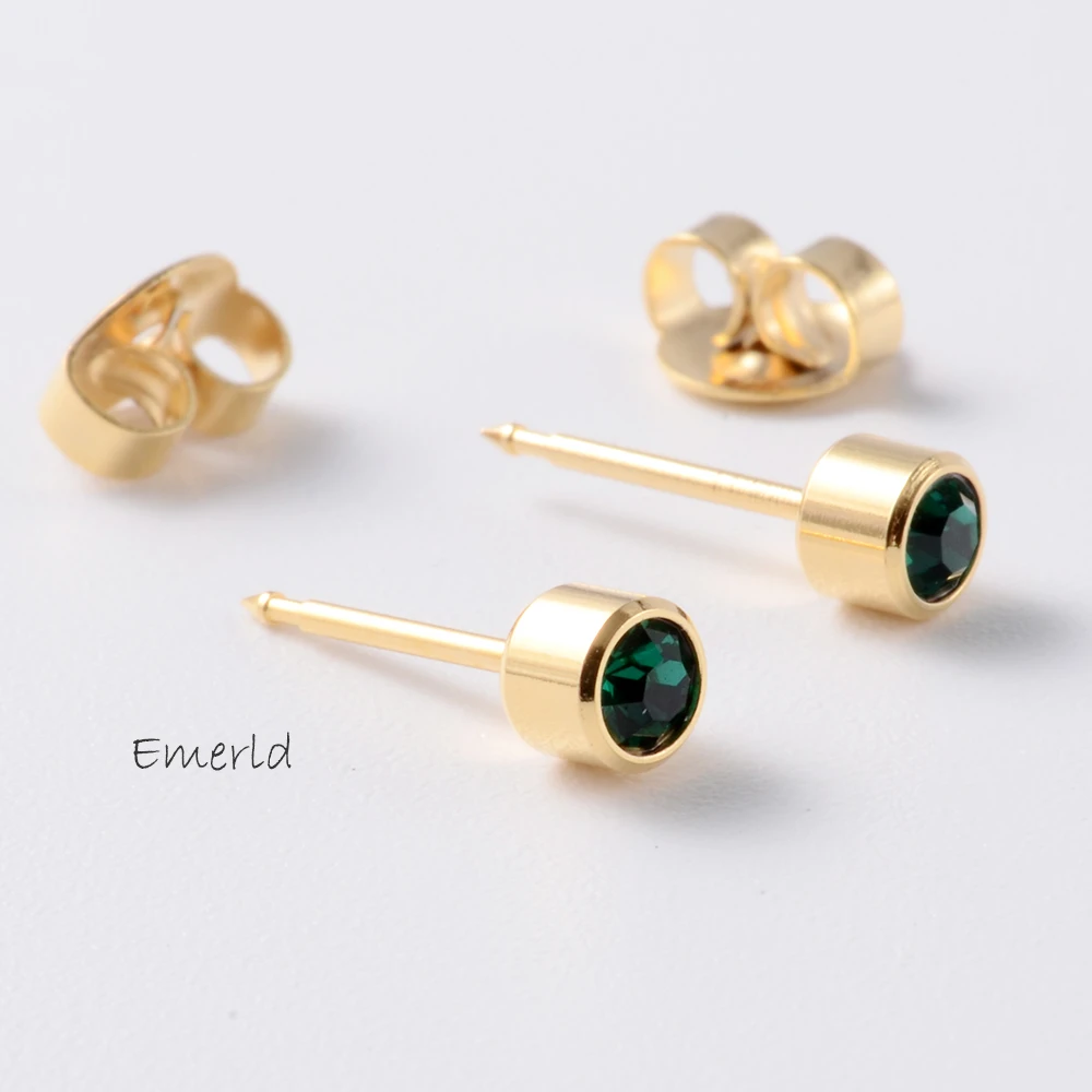 1Pair Fashion Surgical Steel Sterile Ear Piercing 24K Gold Plated Nickel-free Ear Cartilage Tragus Studs Earring Puncture Jewery